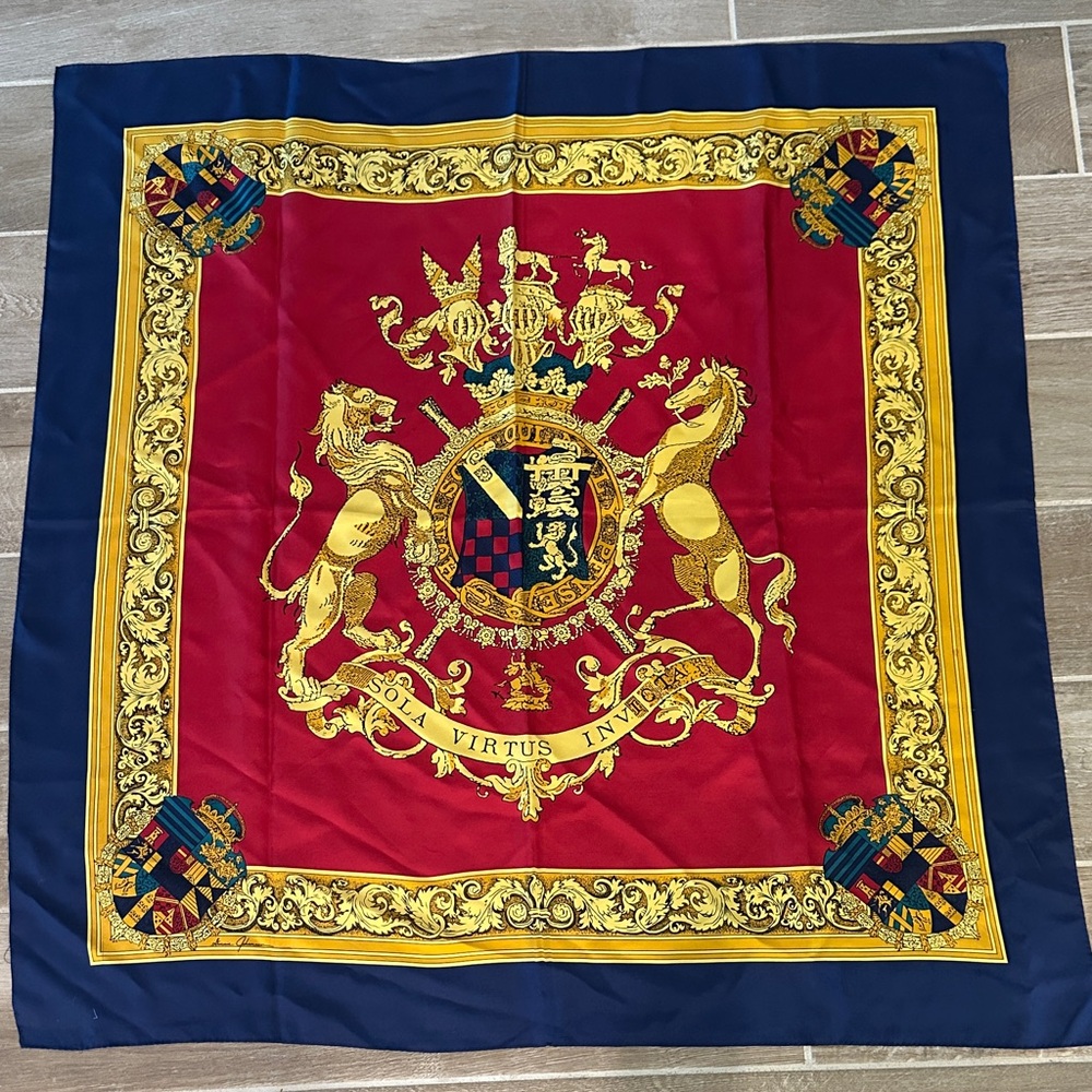 Ginnie Johansen Square Silk Scarf in Red, Gold & Navy